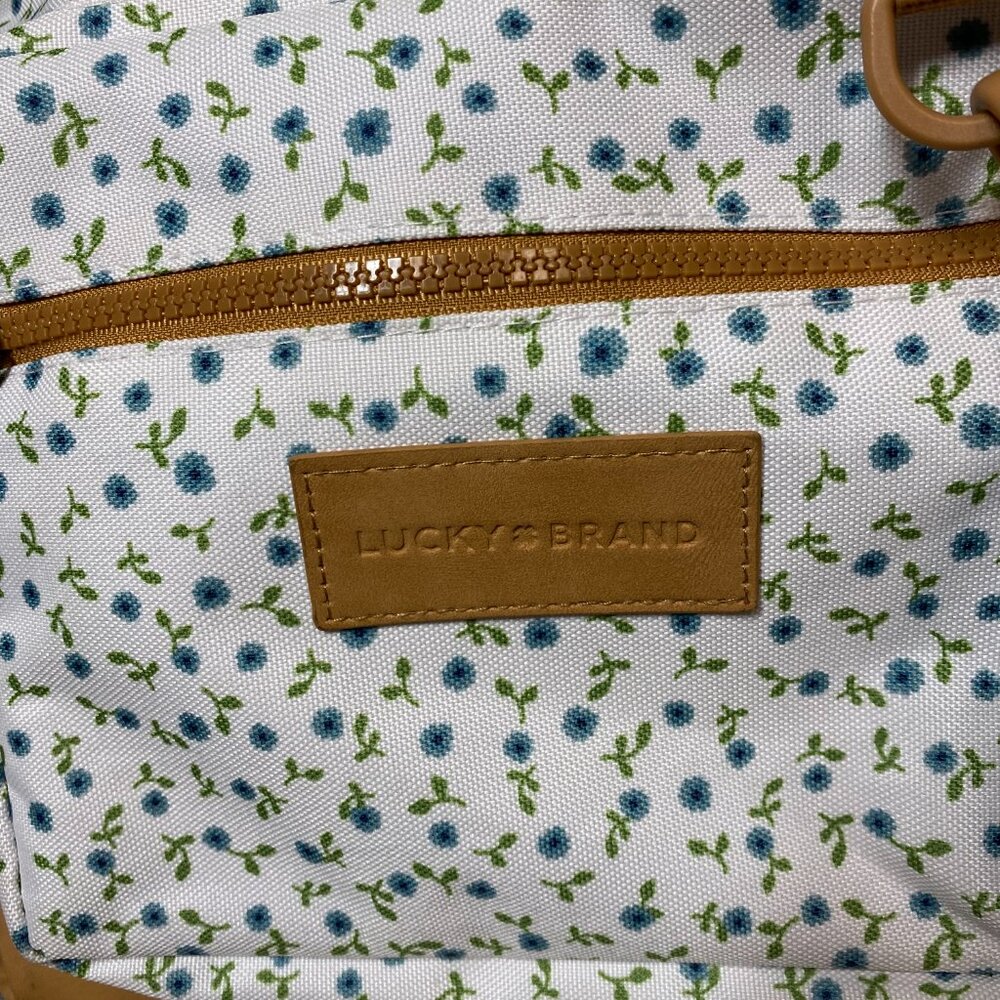 NWOT Lucky Brand Blue Floral Backpack - White and Tan - Picture 6 of 10